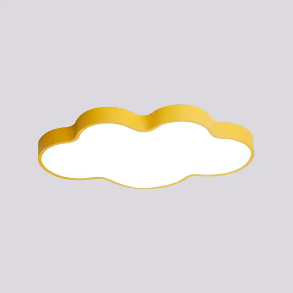 Nordic-Style Led Metal Flush-Mount Ceiling Lamp For Kids Bedroom Yellow / White