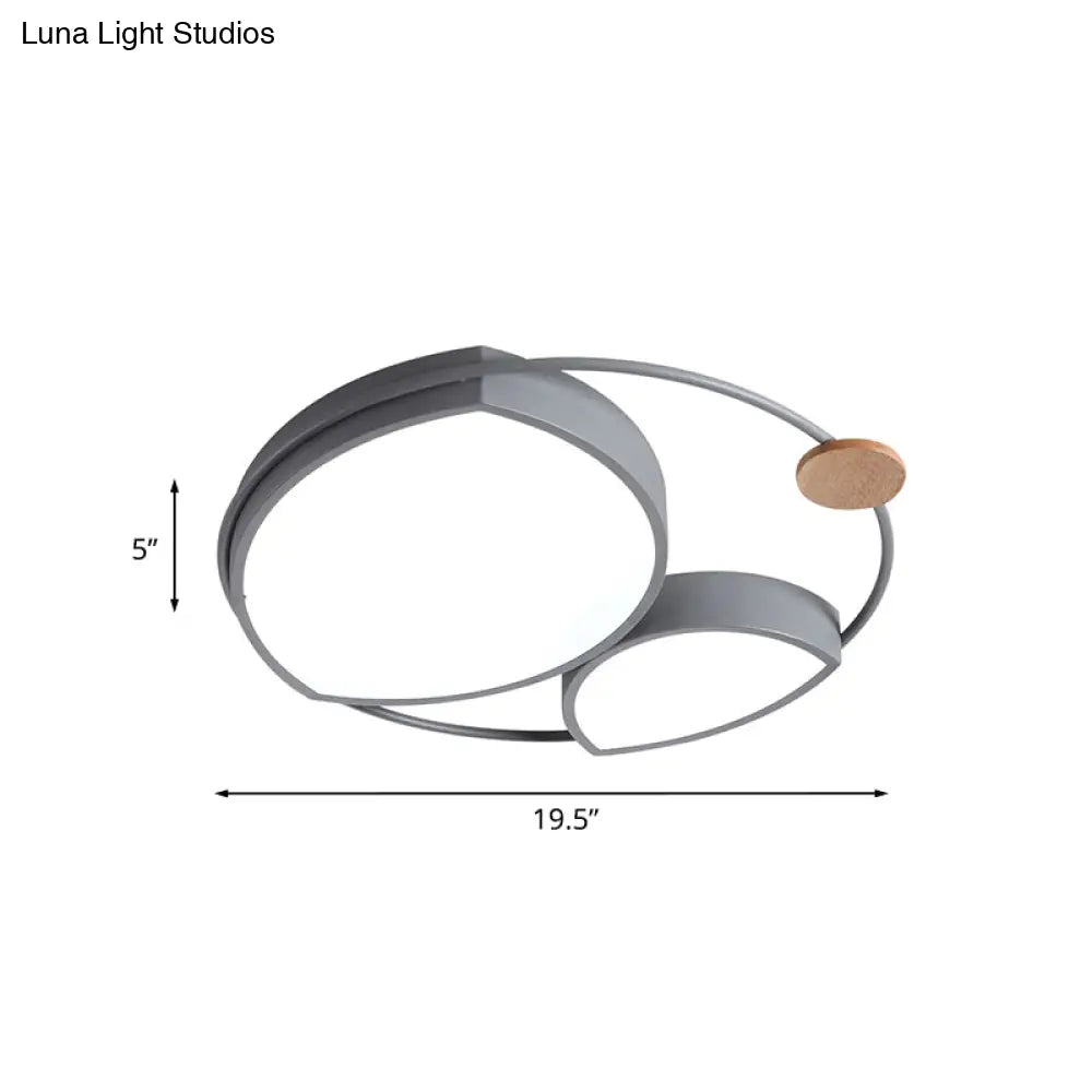 Nordic Style Led Metal Flush Mount Lamp Fixture - Grey Finish Ideal For Bedroom