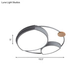 Nordic Style Led Metal Flush Mount Lamp Fixture - Grey Finish Ideal For Bedroom