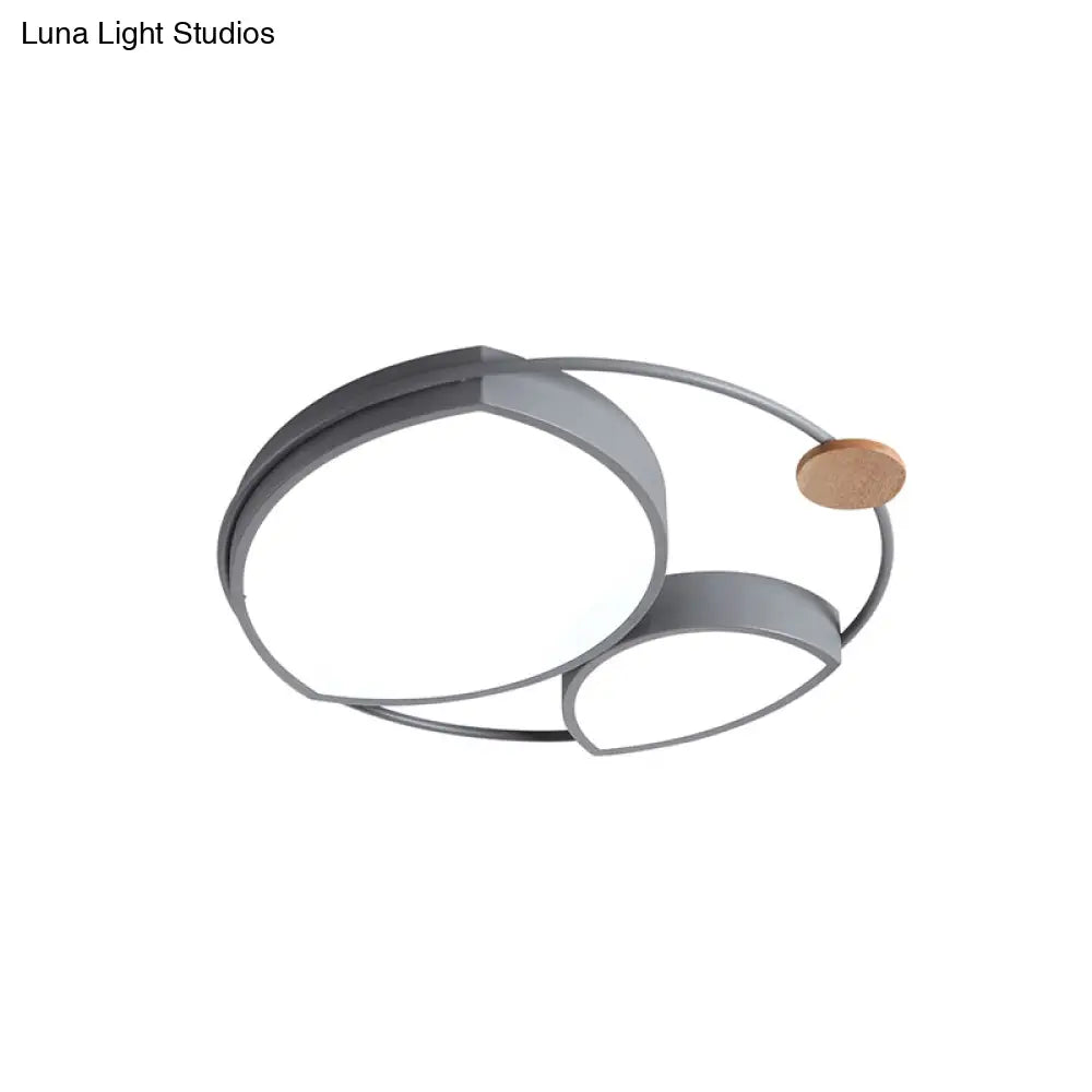 Nordic Style Led Metal Flush Mount Lamp Fixture - Grey Finish Ideal For Bedroom