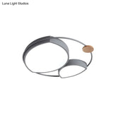 Nordic Style Led Metal Flush Mount Lamp Fixture - Grey Finish Ideal For Bedroom