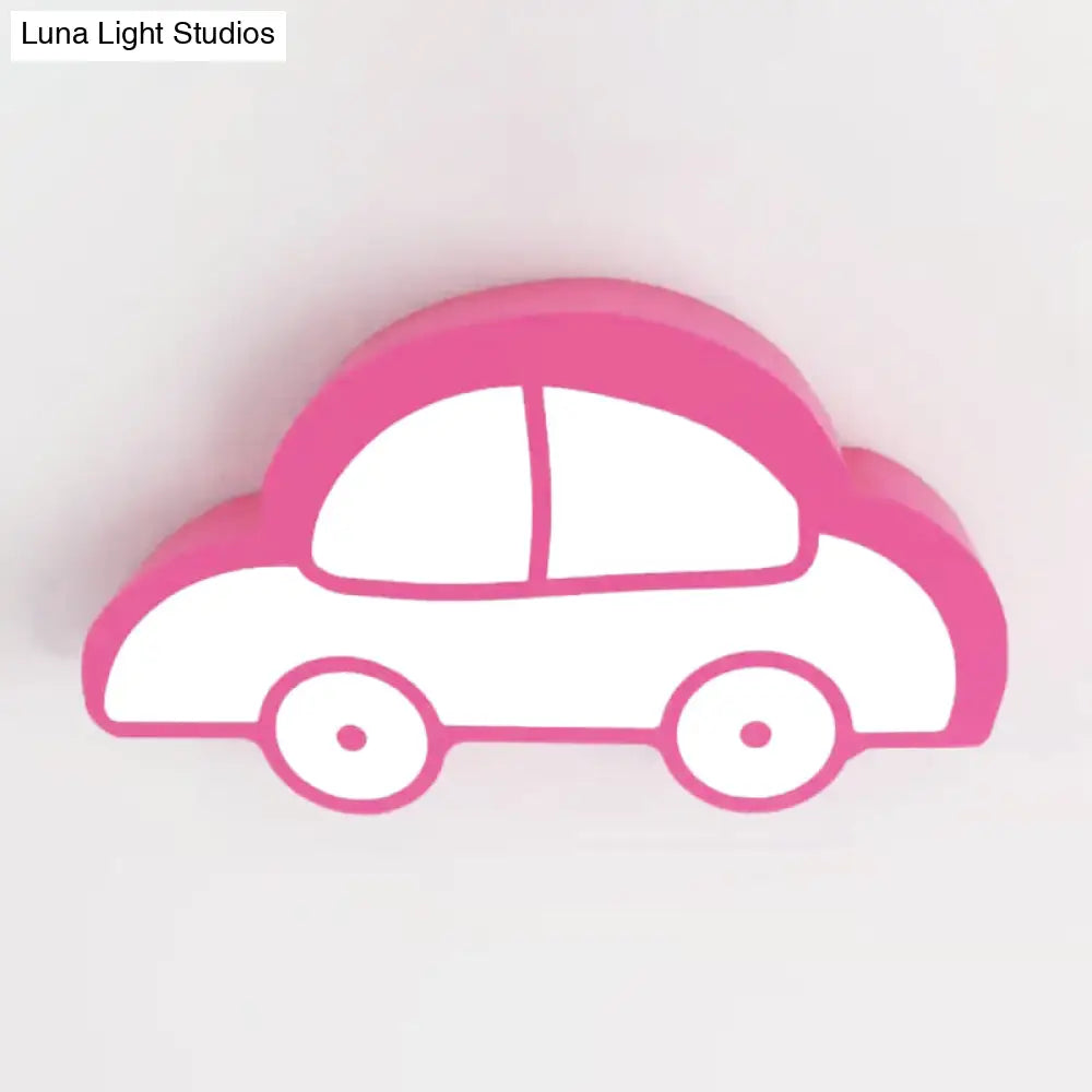 Nordic Style Macaron Acrylic Flush Ceiling Light For Child Bedroom Pink / 16 White