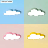 Nordic Style Macaron Colored Cloud Child Flush Mount Light For Bedroom