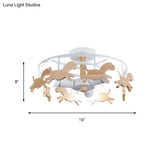 Nordic Style Merry-Go-Round Ceiling Light - 3-Light Metal Flush Lamp For Living Room