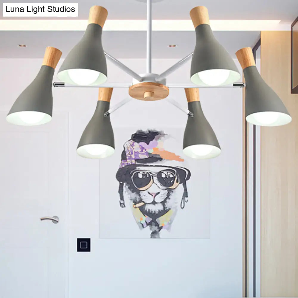 Nordic Style Metal Chandelier With 6 Lights For Girls Bedroom Or Cloth Shop