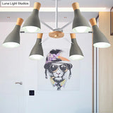 Nordic Style Metal Chandelier With 6 Lights For Girls Bedroom Or Cloth Shop