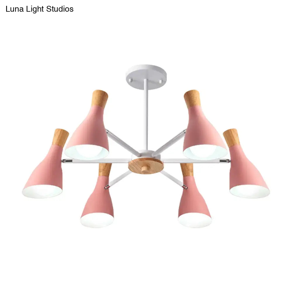 Nordic Style Metal Chandelier With 6 Lights For Girls Bedroom Or Cloth Shop