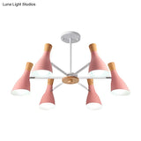 Nordic Style Metal Chandelier With 6 Lights For Girls Bedroom Or Cloth Shop