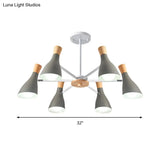 Nordic Style Metal Chandelier With 6 Lights For Girls Bedroom Or Cloth Shop