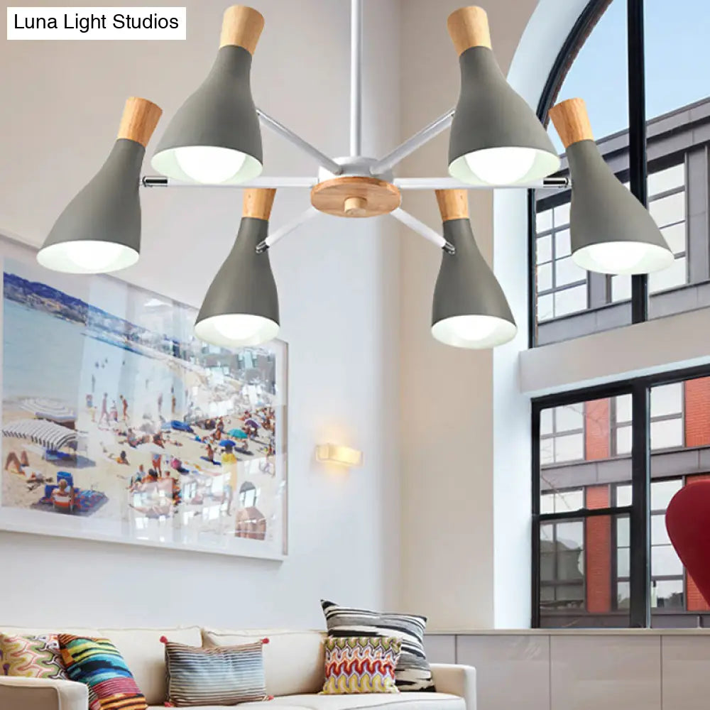 Nordic Style Metal Chandelier With 6 Lights For Girls Bedroom Or Cloth Shop