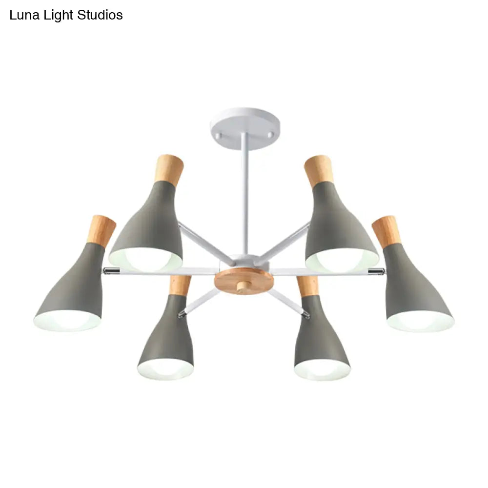 Nordic Style Metal Chandelier With 6 Lights For Girls Bedroom Or Cloth Shop