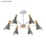 Nordic Style Metal Chandelier With 6 Lights For Girls Bedroom Or Cloth Shop