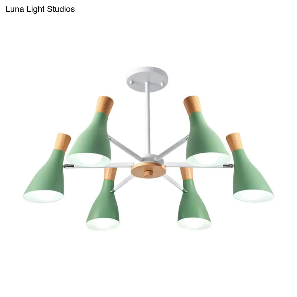 Nordic Style Metal Chandelier With 6 Lights For Girls Bedroom Or Cloth Shop