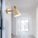 Nordic Style Metal Cone Shade Wall Light: 1-Light Rotatable Bedside Reading Lamp In Blue Green Grey