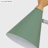 Nordic Style Metal Cone Shade Wall Light: 1-Light Rotatable Bedside Reading Lamp In Blue Green Grey