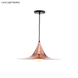 Nordic Style Metal Flared Suspension Light - 1 Black/White/Gold Hanging Ceiling