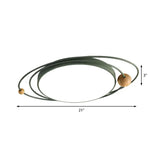 Nordic Style Metal Led Flush Ceiling Light - Drum Lamp With Orbit Design In Green/Grey/White