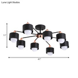 Nordic Style Metal Semi Flush Ceiling Light (3/6/8 Lights) - Black/White