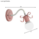 Nordic Style Metal Wall Lamp With Bow For Kindergarten - Single Head Bare Bulb Design