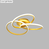 Nordic Style Metallic Black/Gold Led Ceiling Light - 16.5’/20.5’ Diameter With Warm/White