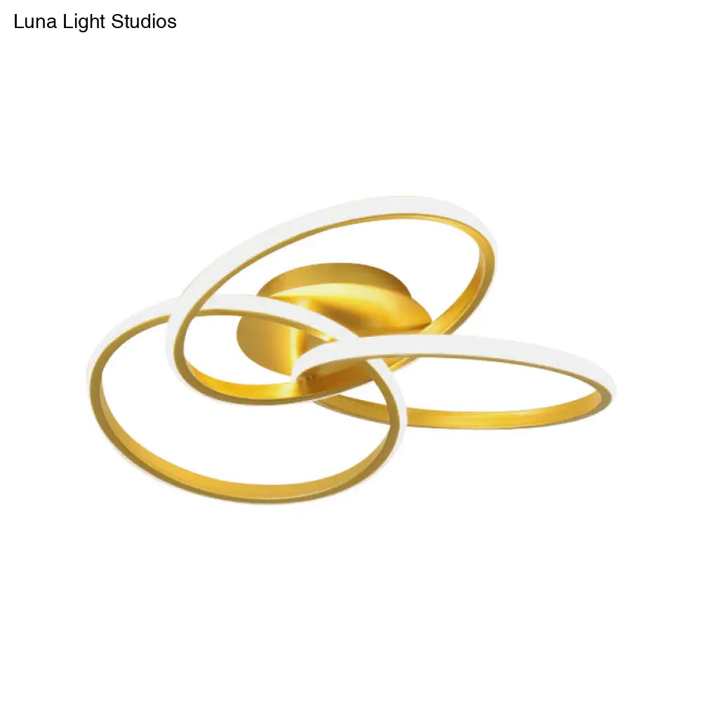 Nordic Style Metallic Black/Gold Led Ceiling Light - 16.5’/20.5’ Diameter With Warm/White