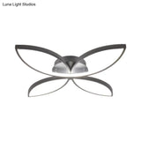 Nordic Style Metallic Butterfly Semi Flush Led Ceiling Fixture In Warm/White Light - 23’/29’