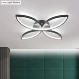 Nordic Style Metallic Butterfly Semi Flush Led Ceiling Fixture In Warm/White Light - 23’/29’