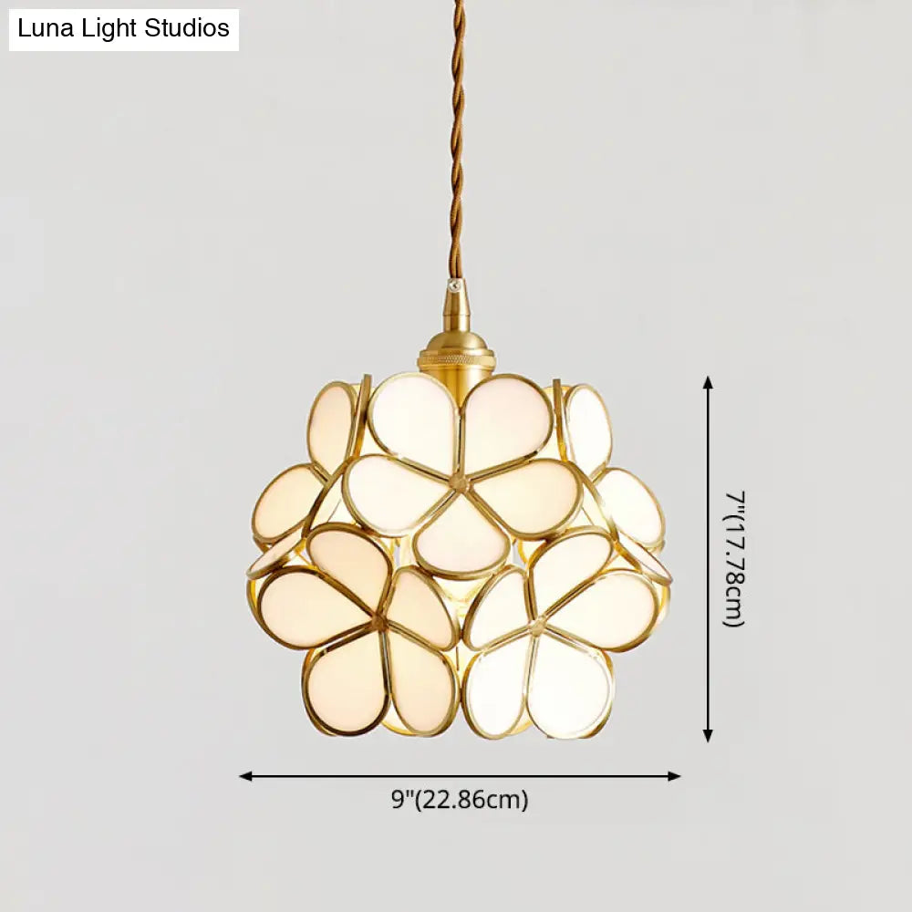 Nordic Style Metallic Pendant Ceiling Light - 1 Flower Hanging Down Lighting For Restaurants