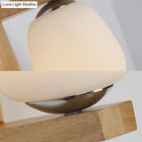 Nordic Style Milk Glass Mini Wall Light For Bedroom Wood Mount Indoor Lighting - 1