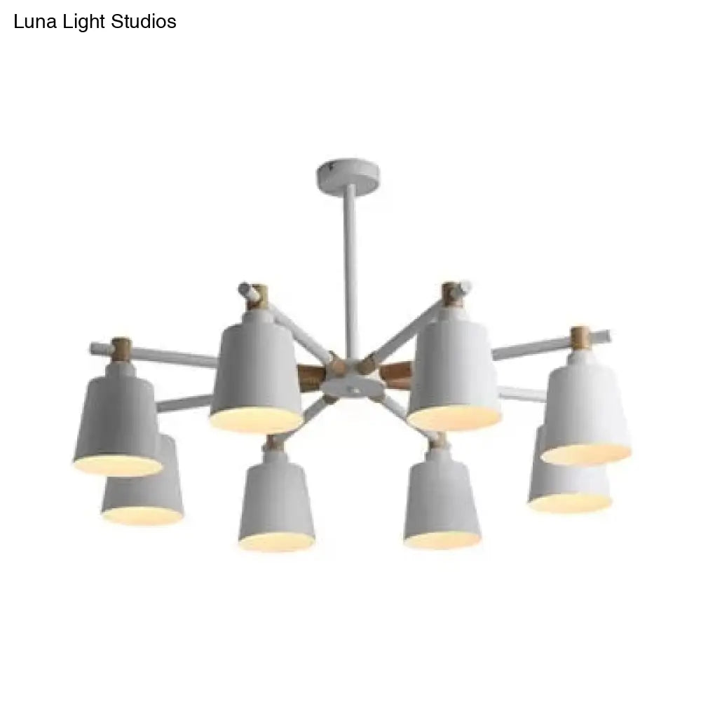Nordic Style Multi-Head Chandelier For Game Room - Bucket Design With Metal Suspension Light
