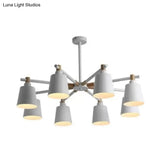 Nordic Style Multi-Head Chandelier For Game Room - Bucket Design With Metal Suspension Light