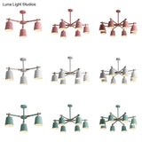 Nordic Style Multi-Head Chandelier For Game Room - Bucket Design With Metal Suspension Light