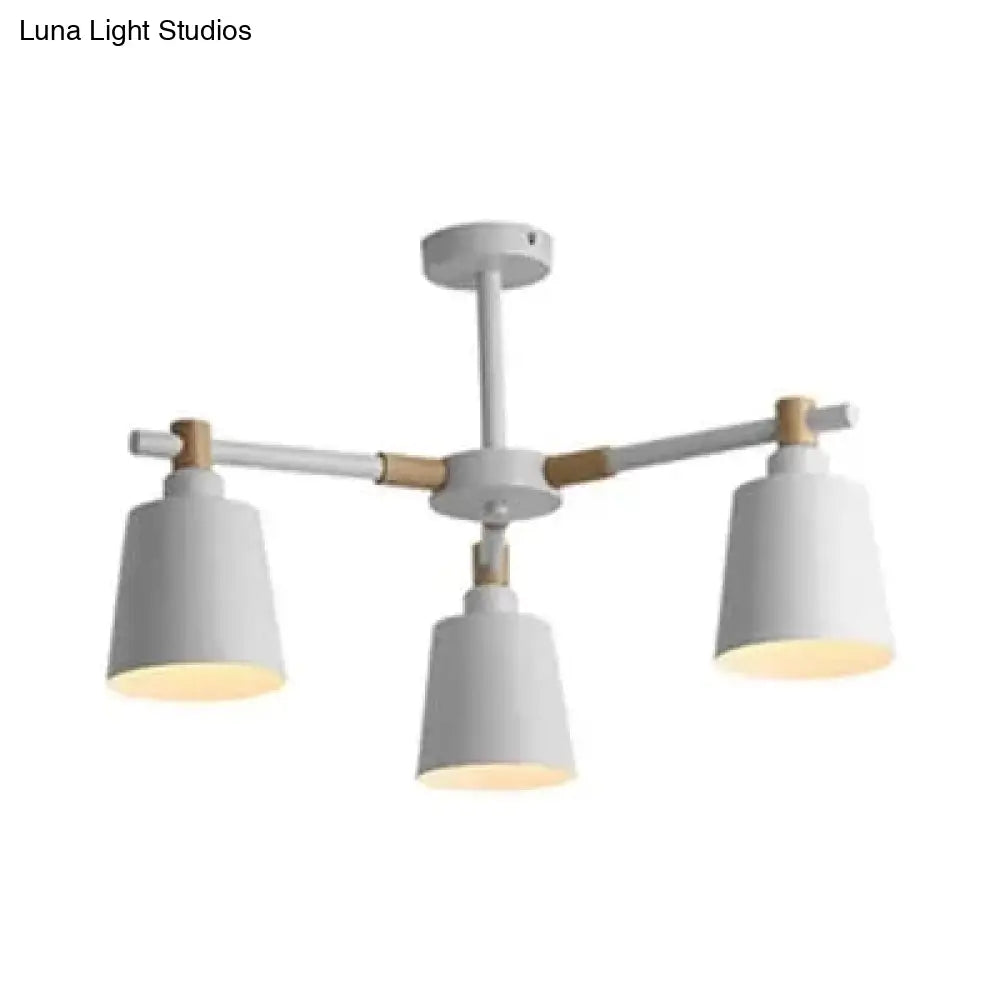 Nordic Style Multi-Head Chandelier For Game Room - Bucket Design With Metal Suspension Light