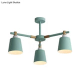 Nordic Style Multi-Head Chandelier For Game Room - Bucket Design With Metal Suspension Light