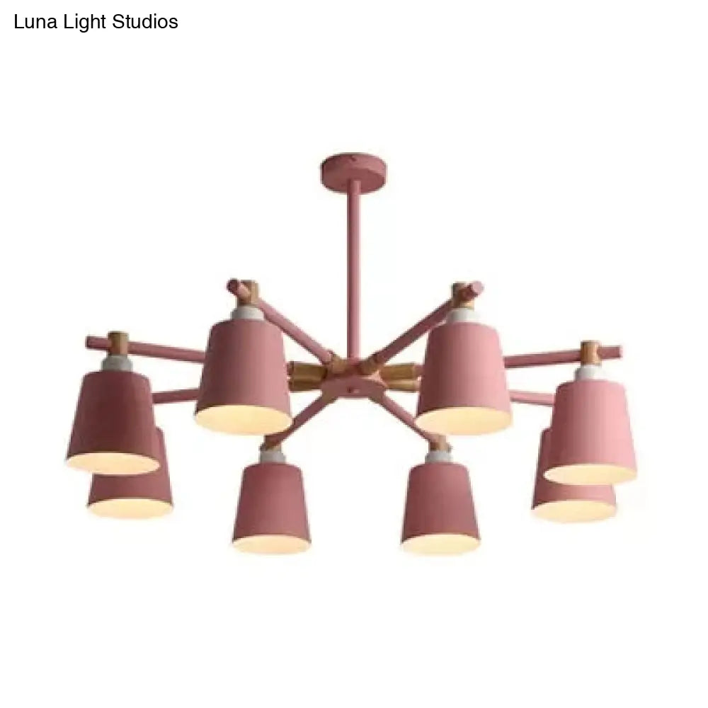 Nordic Style Multi-Head Chandelier For Game Room - Bucket Design With Metal Suspension Light