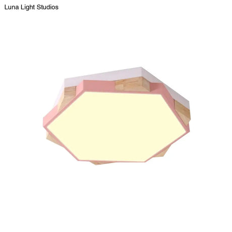 Nordic Style Pentagon Flushmount Ceiling Lamp For Study Room Corridor - Acrylic & Metal