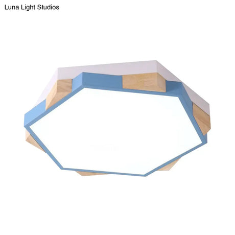 Nordic Style Pentagon Flushmount Ceiling Lamp For Study Room Corridor - Acrylic & Metal