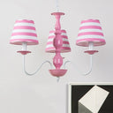 Nordic Style Pink Fabric Stripe Suspension Chandelier For Restaurants 3 /
