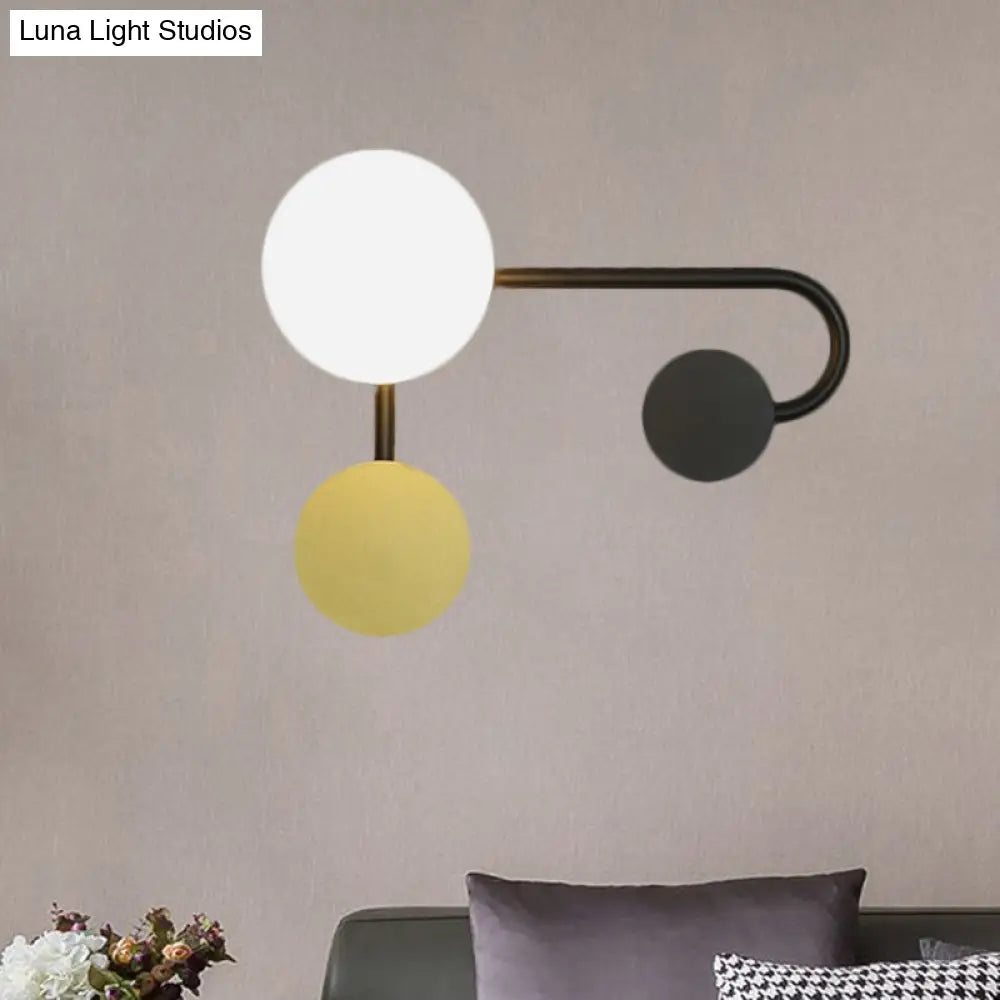 Nordic Style Pvc Round Wall Sconce Light - Black/Gold Mounted Lamp