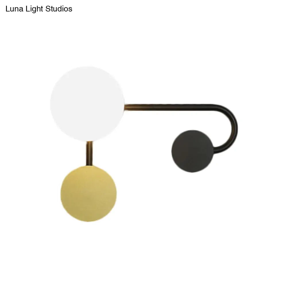 Nordic Style Pvc Round Wall Sconce Light - Black/Gold Mounted Lamp