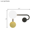 Nordic Style Pvc Round Wall Sconce Light - Black/Gold Mounted Lamp
