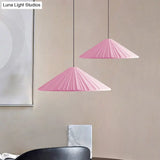 Nordic Style Ribbed Cone Pendant Light - White/Pink/Blue 1 Multiple Sizes Living Room Hanging Lamp