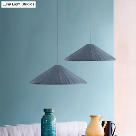 Nordic Style Ribbed Cone Pendant Light - White/Pink/Blue 1 Multiple Sizes Living Room Hanging Lamp