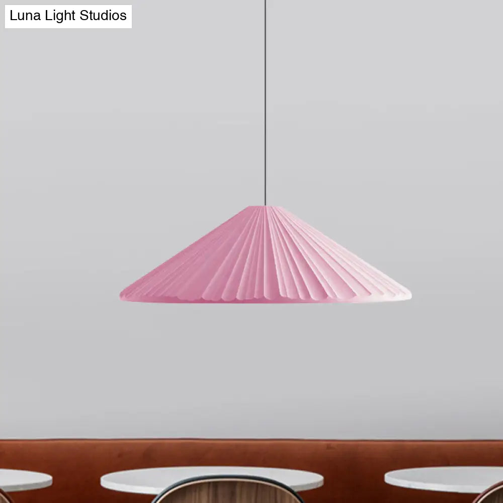 Nordic Style Ribbed Cone Pendant Light - White/Pink/Blue 1 Multiple Sizes Living Room Hanging Lamp