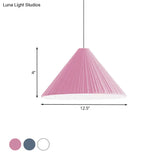 Nordic Style Ribbed Cone Pendant Light - White/Pink/Blue 1 Multiple Sizes Living Room Hanging Lamp