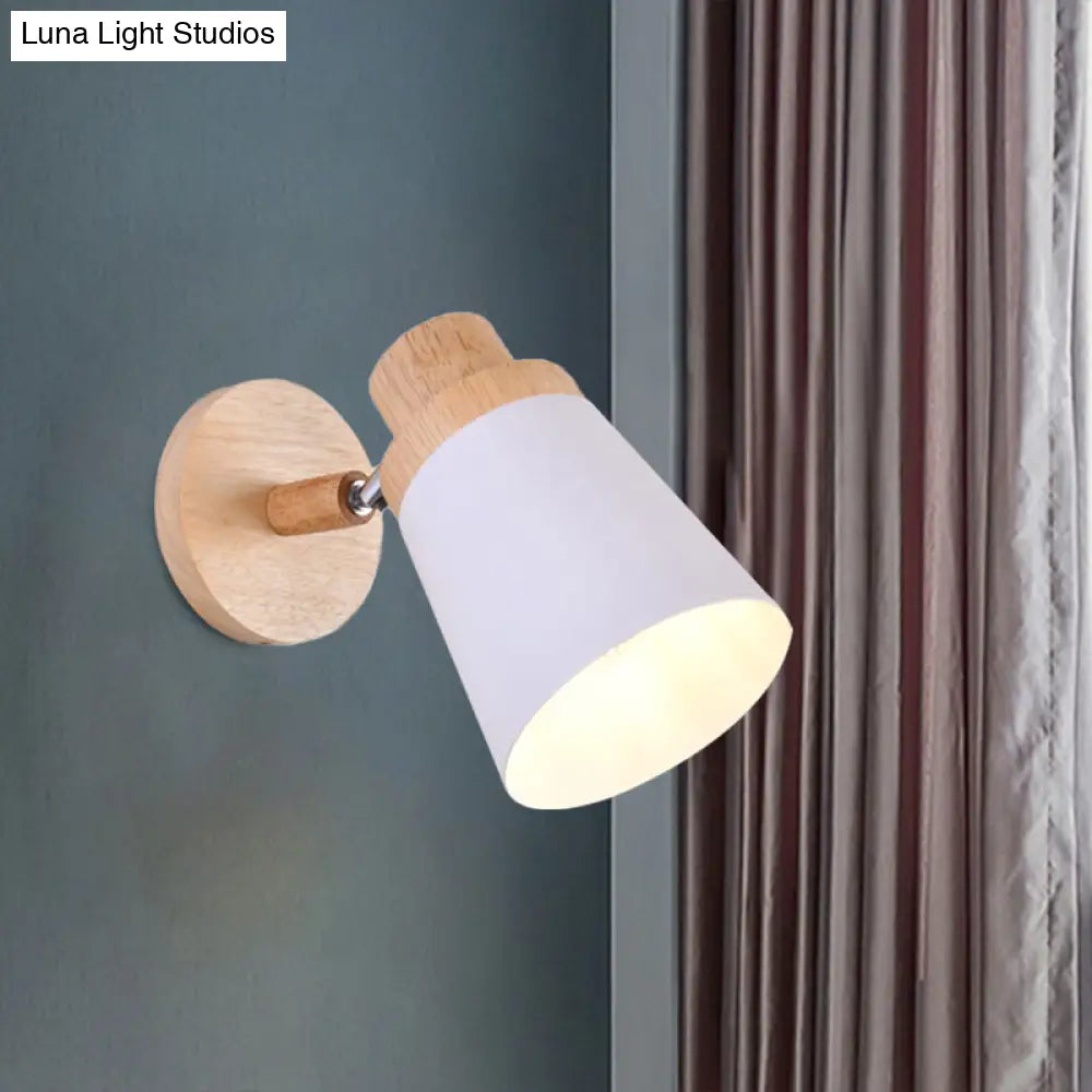 Nordic Style Rotatable Wall Lamp For Baby Room With Coolie Shade And Metal Base