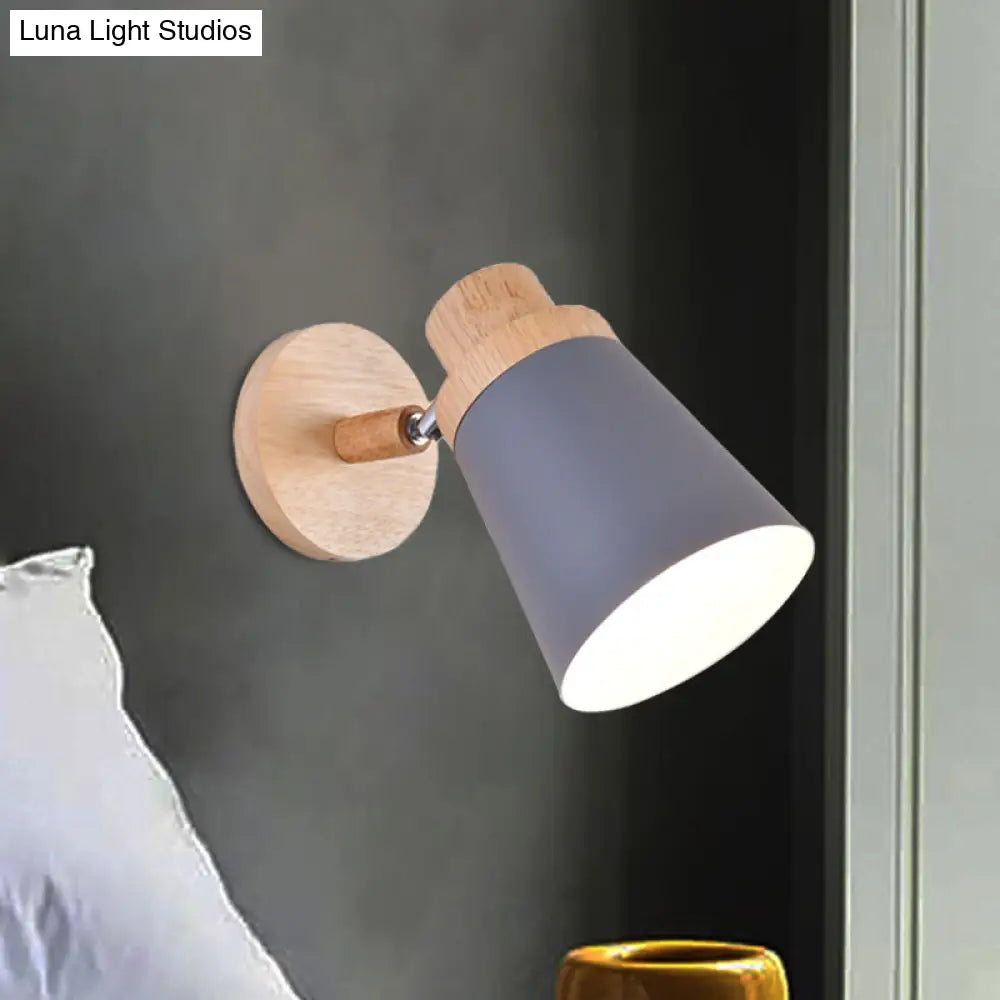 Nordic Style Rotatable Wall Lamp For Baby Room With Coolie Shade And Metal Base
