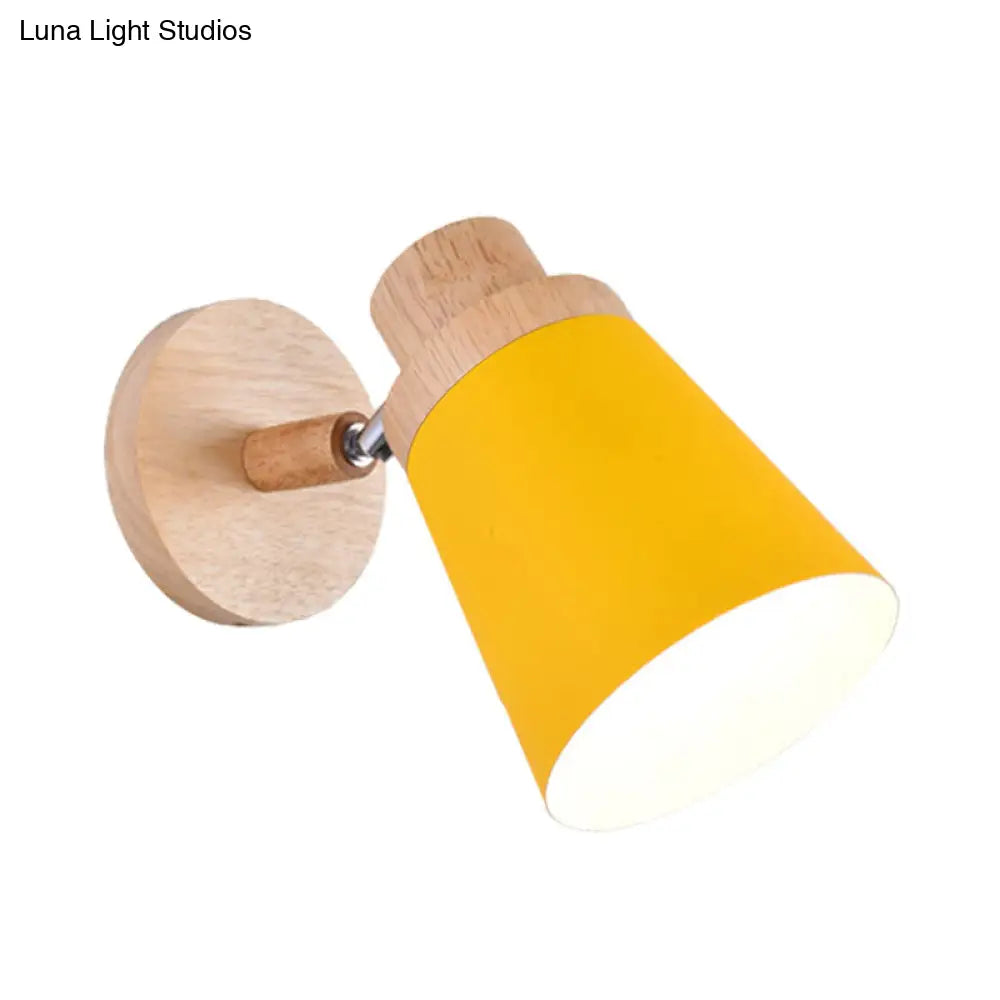 Nordic Style Rotatable Wall Lamp For Baby Room With Coolie Shade And Metal Base