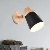 Nordic Style Rotatable Wall Lamp For Baby Room With Coolie Shade And Metal Base Black