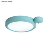 Nordic Style Round Flushmount Led Ceiling Light In Blue/Red/Yellow With Metal Finish - Available